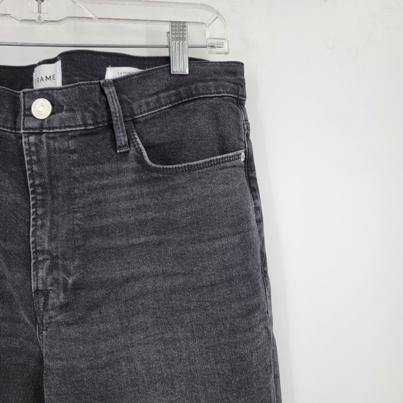Frame Denim Le High Straight Jeans Size 31 Hutchinson Black Frayed Hem - Picture 8 of 15